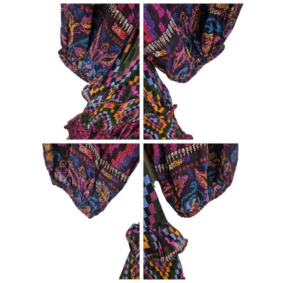 Farm Rio Mixed Tapestry Scarf Maxi Dress Bohemian Eclectic Maximalist S - Picture 5 of 14